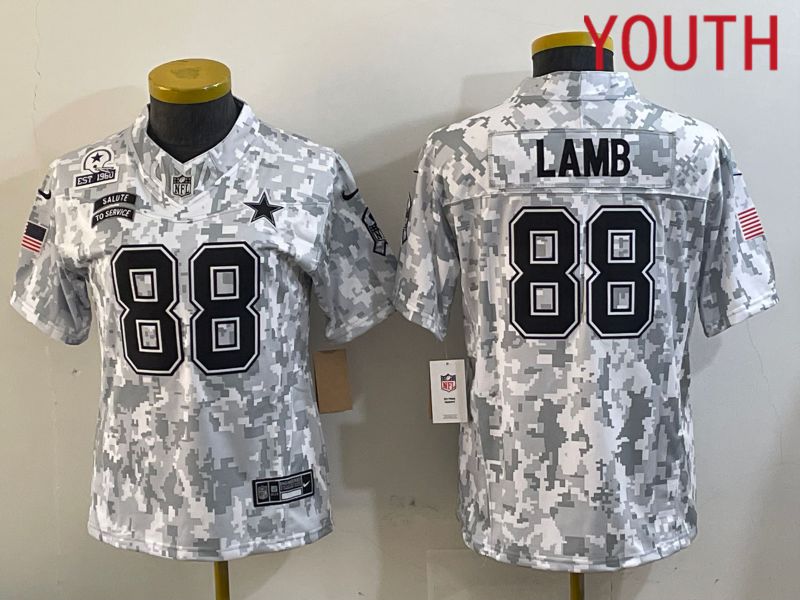 Youth Dallas Cowboys #88 Lamb Nike Arctic Camo 2024 Salute to Service Limited NFL Jersey style 3->philadelphia eagles->NFL Jersey